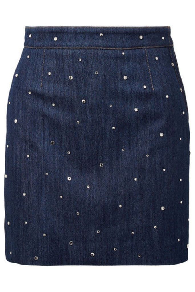 Miu Miu - Crystal-embellished Denim Mini Skirt - Mid denim