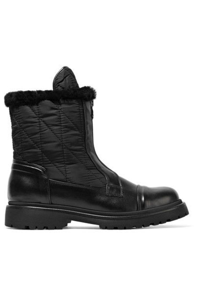 Moncler - Alexandra Shearling-trimmed Shell And Leather Ankle Boots - Black