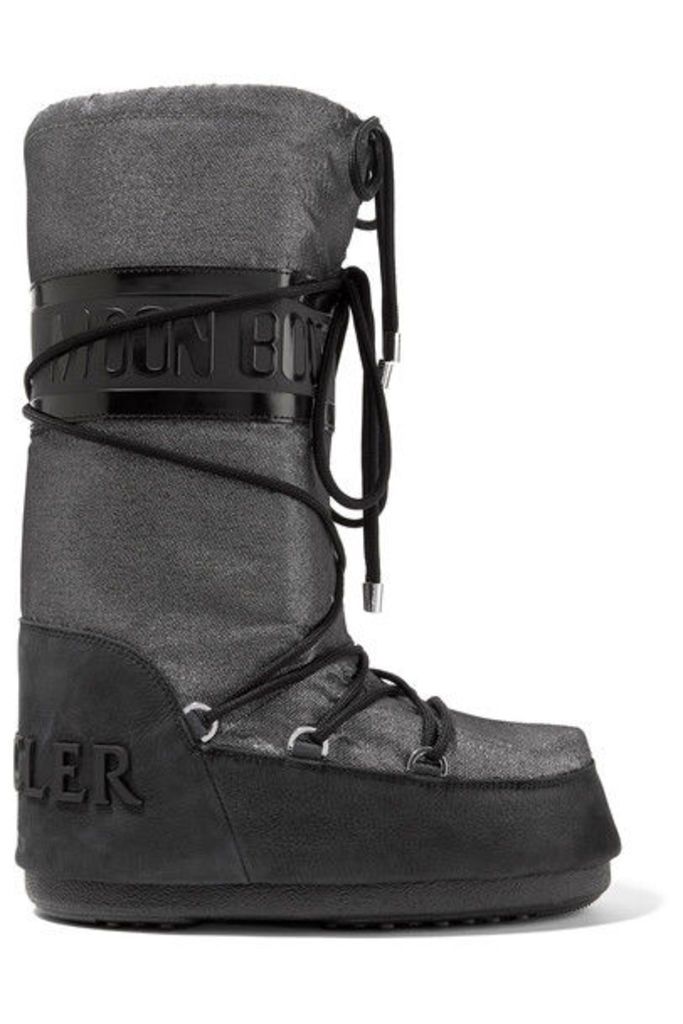 Moncler - + Moon Boot Saturne Metallic Shell And Nubuck Snow Boots - Silver