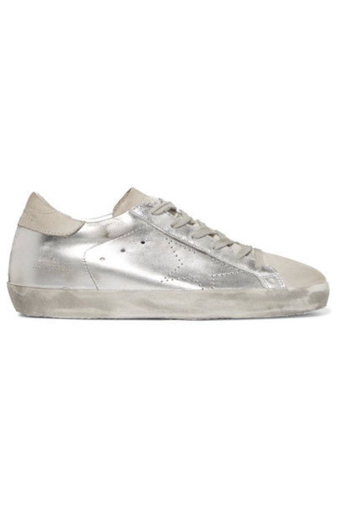 Golden Goose Deluxe Brand - Superstar Distressed Metallic Leather And Suede Sneakers - Silver