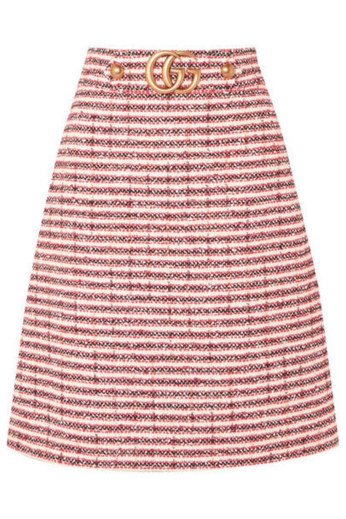 Gucci - Embellished Striped Tweed Skirt - Red
