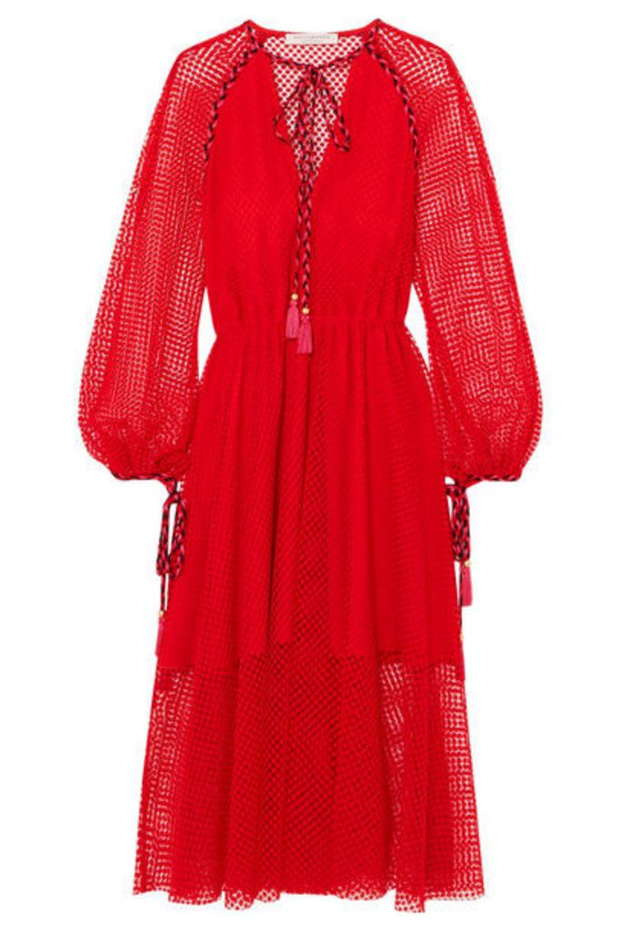 Philosophy di Lorenzo Serafini - Tassel-trimmed Crocheted Lace Dress - Red