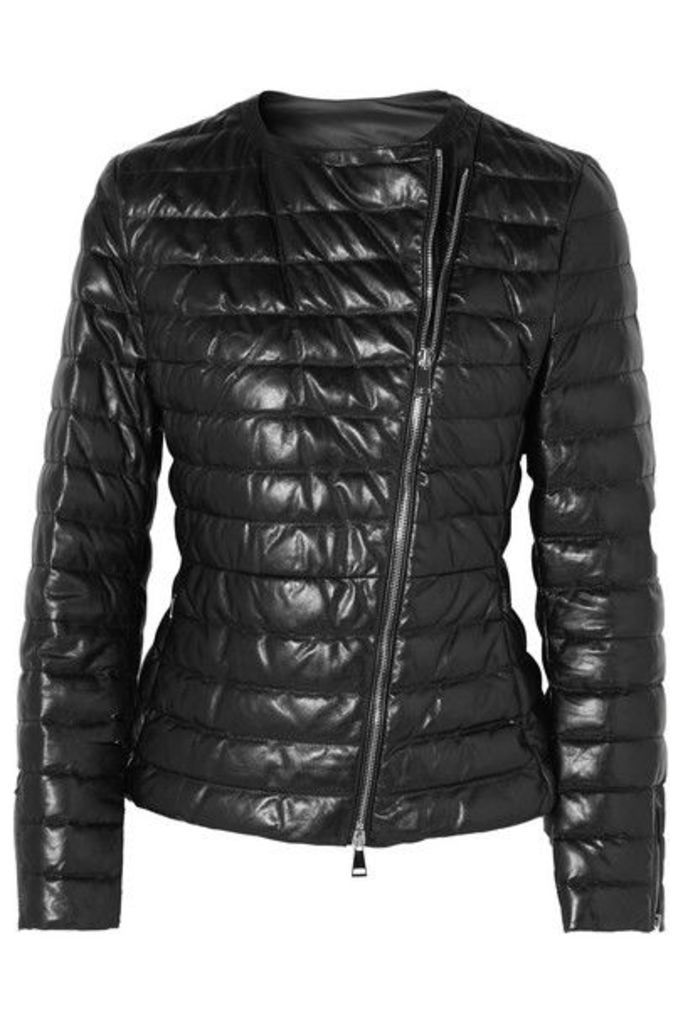 Moncler - Quilted Leather Down Jacket - Black