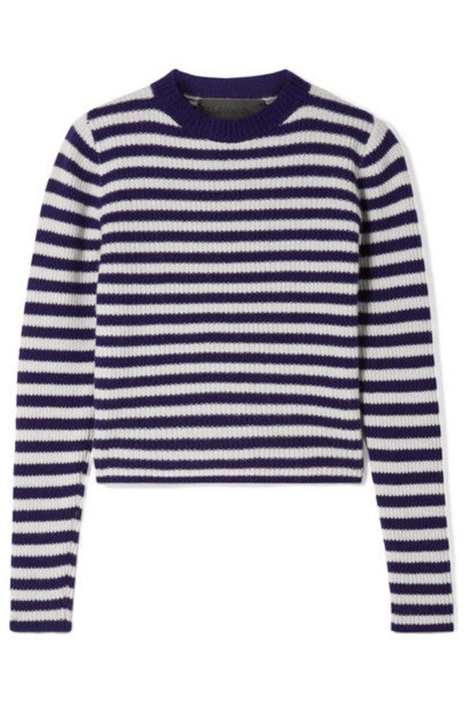 The Elder Statesman - Striped Ribbed Cashmere Sweater - Dark purple