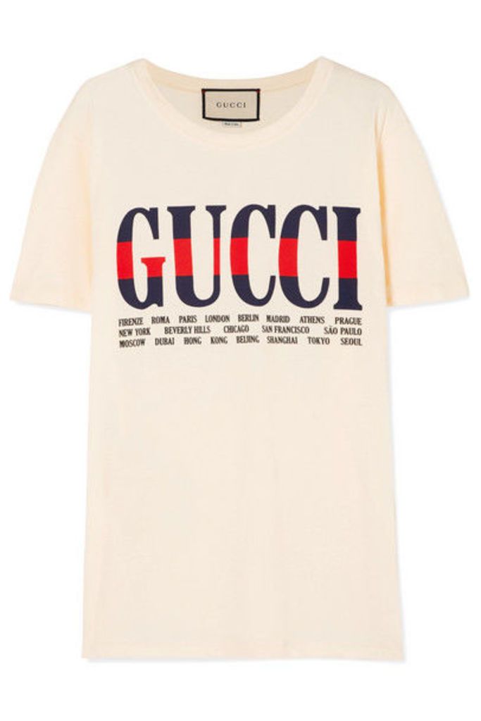 Gucci - Printed Cotton-jersey T-shirt - Cream