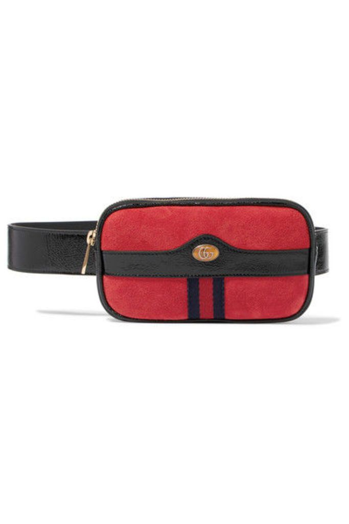 Gucci - Ophidia Patent Leather-trimmed Suede Belt Bag - Red