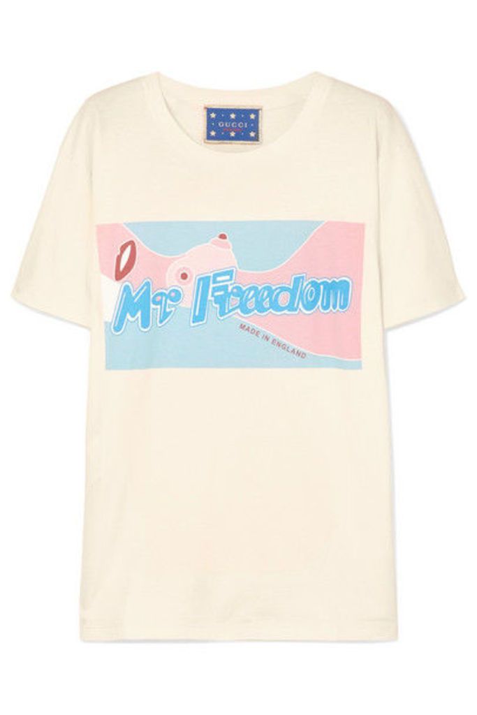 Gucci - Printed Cotton-jersey T-shirt - Cream