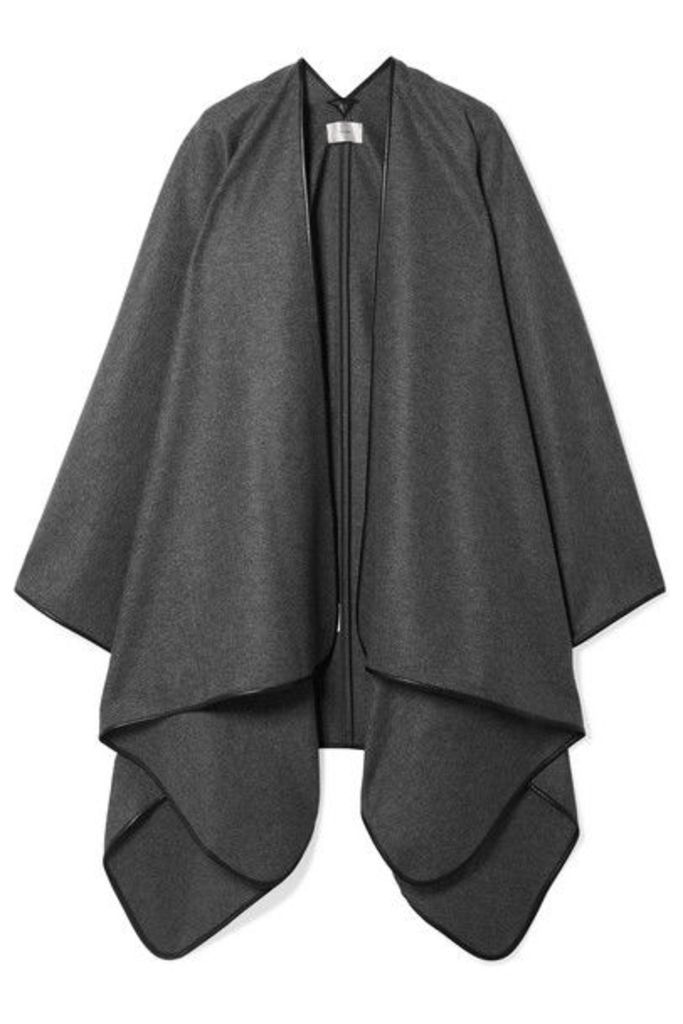 The Row - Shane Leather-trimmed Wool Cape - Dark gray