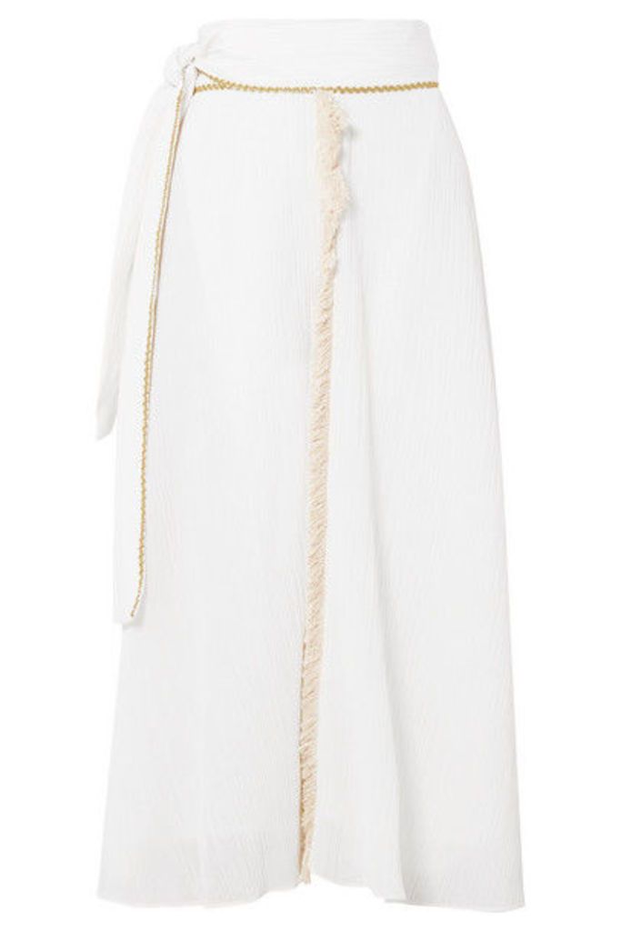 Zeus+Dione - Petala Fringed Plissé Cotton And Silk-blend Skirt - Ivory