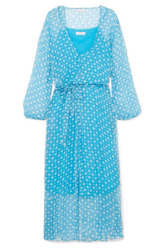 Cloe Cassandro - Jemima Printed Silk-crepon Wrap Midi Dress - Azure