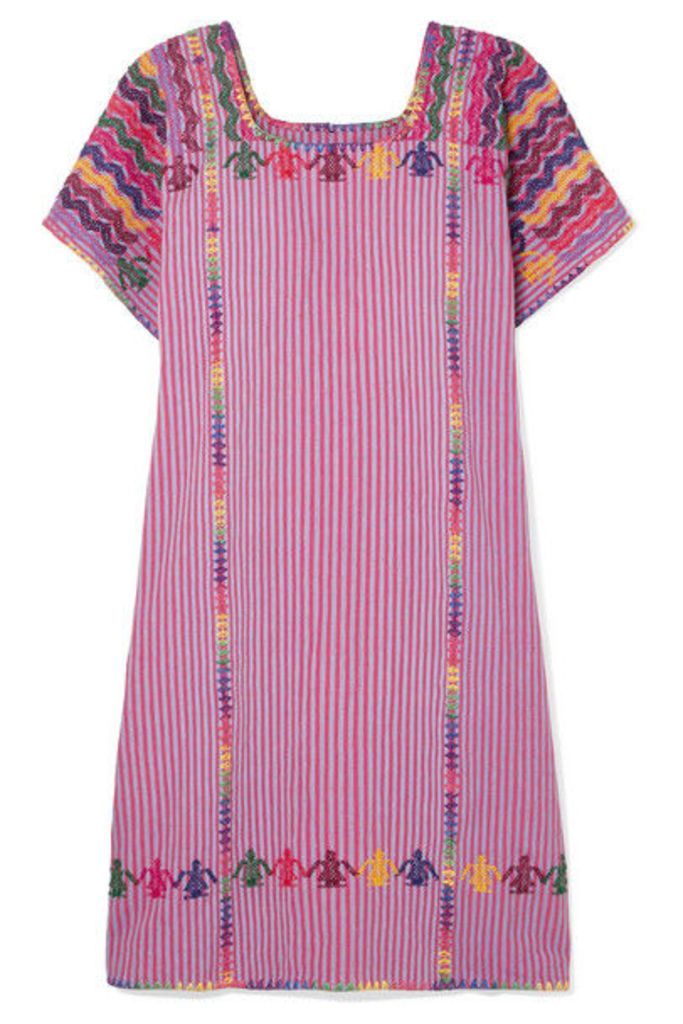 Pippa Holt - Embroidered Striped Cotton Kaftan - Purple
