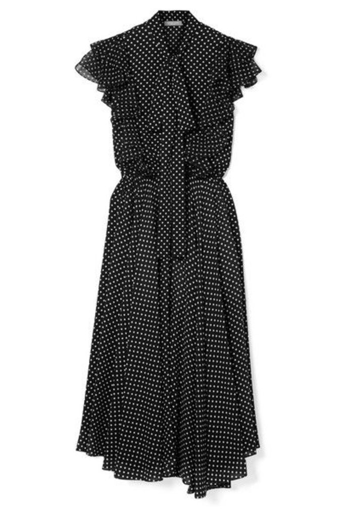 Michael Kors Collection - Ruffled Polka-dot Silk-georgette Midi Dress - Black