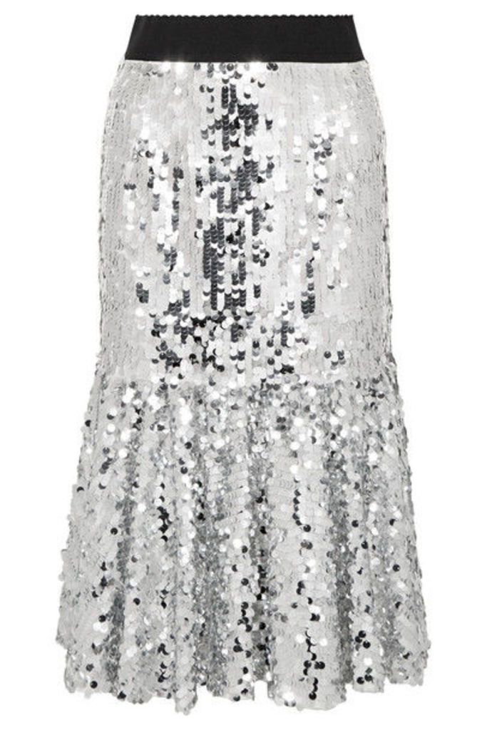 Dolce & Gabbana - Paillette-embellished Tulle Midi Skirt - Silver