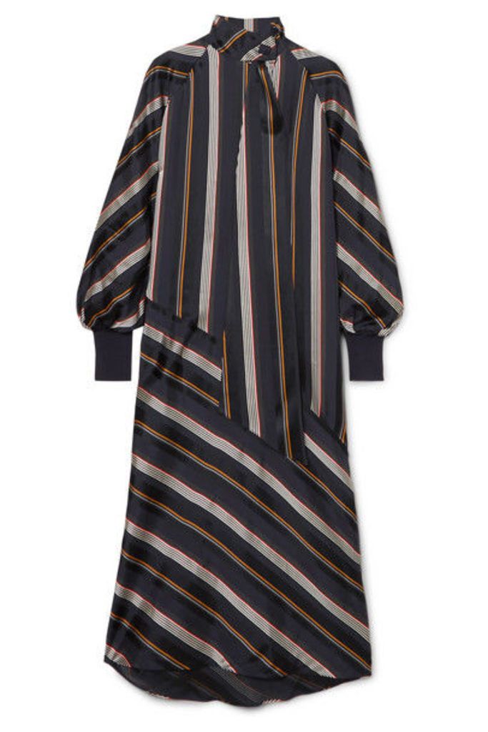 Roksanda - Odelle Striped Satin-jacquard Maxi Dress - Midnight blue
