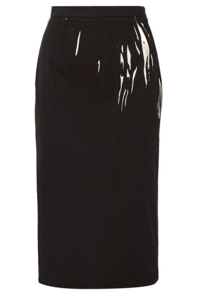 Prada - Printed Denim Midi Skirt - Black