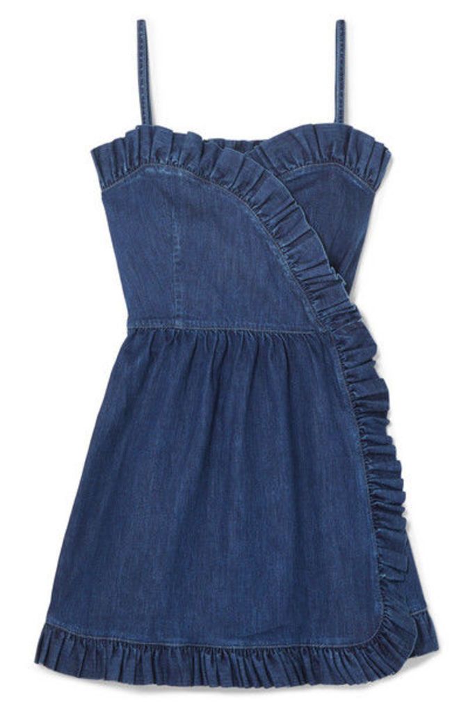 Stella McCartney - Ruffled Denim Wrap Mini Dress - Blue