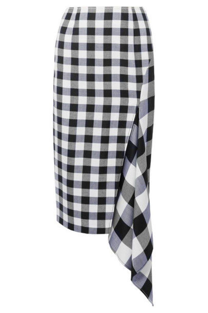 Monse - Asymmetric Gingham Wool And Cotton-blend Midi Skirt - Black