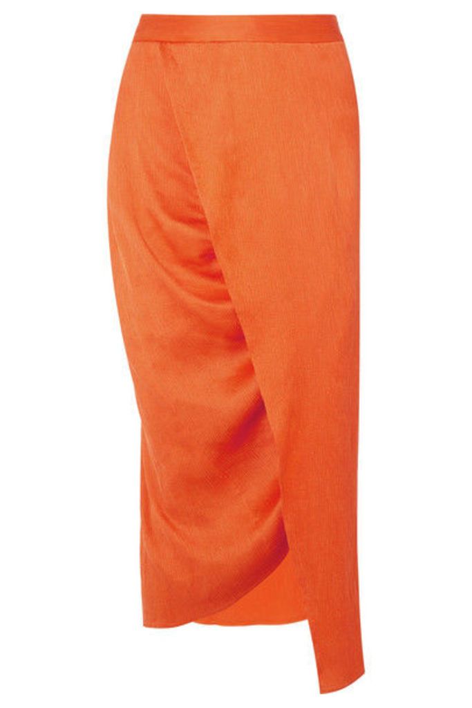 Sies Marjan - Wrap-effect Plissé Silk-satin Midi Skirt - Orange