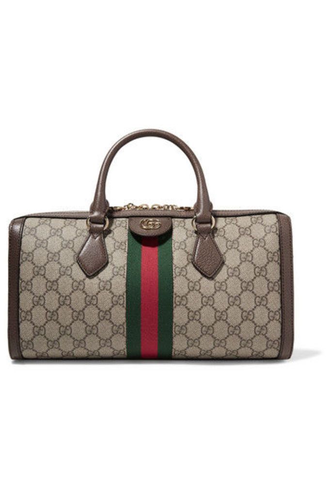 Gucci - Ophidia Textured Leather-trimmed Printed Coated-canvas Tote - Beige