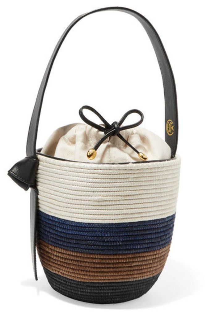 Cesta Collective - Lunchpail Leather-trimmed Woven Sisal Bucket Bag - White