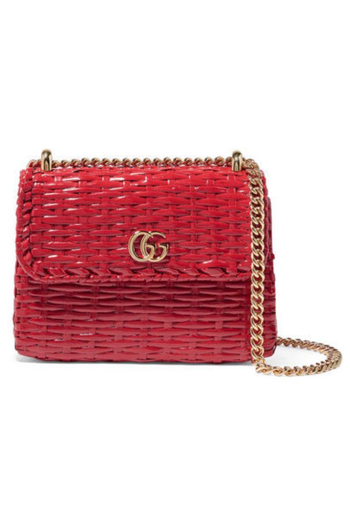 Gucci - Mini Coated-wicker Shoulder Bag - Red