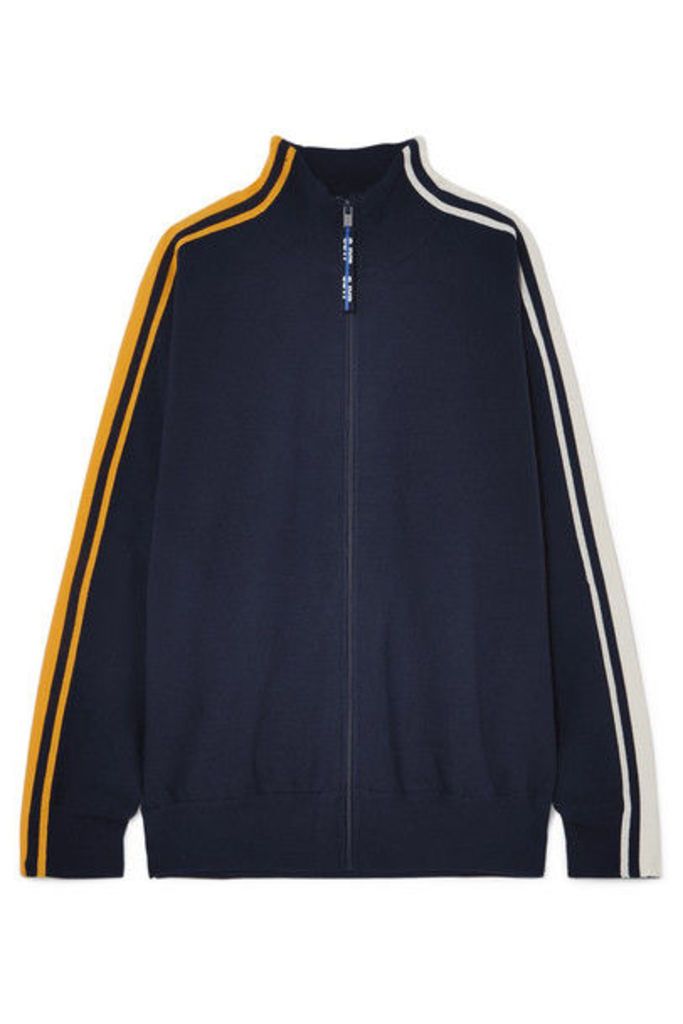 SJYP - Striped Knitted Track Jacket - Navy