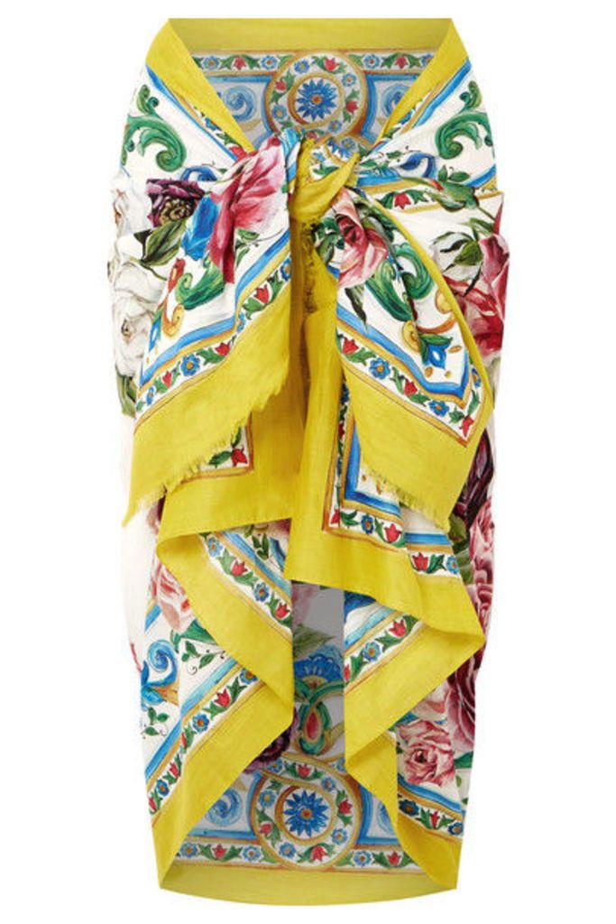 Dolce & Gabbana - Printed Cotton Pareo - Yellow