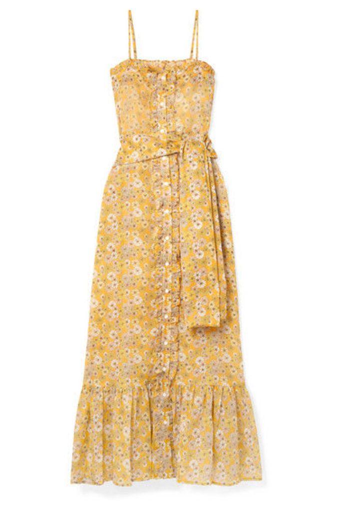 Lisa Marie Fernandez - Belted Ruffled Floral-print Cotton-voile Maxi Dress - Saffron