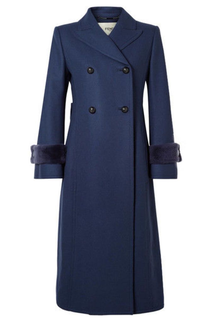 Fendi - Faux Fur-trimmed Wool-blend Coat - Blue
