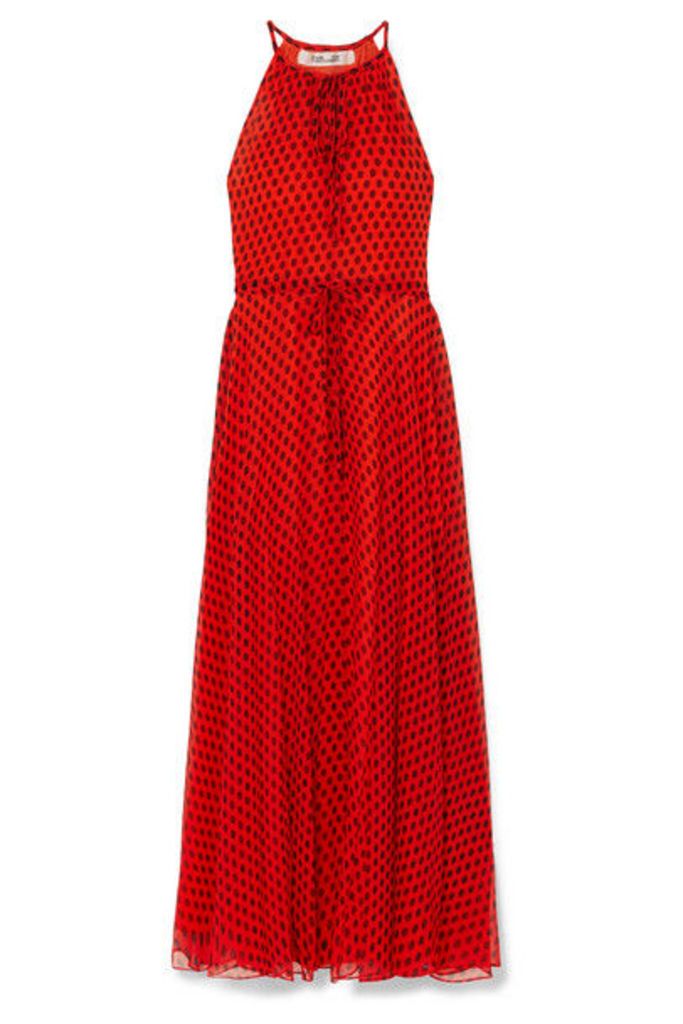 Diane von Furstenberg - Polka-dot Crinkled Silk-chiffon Maxi Dress - Red
