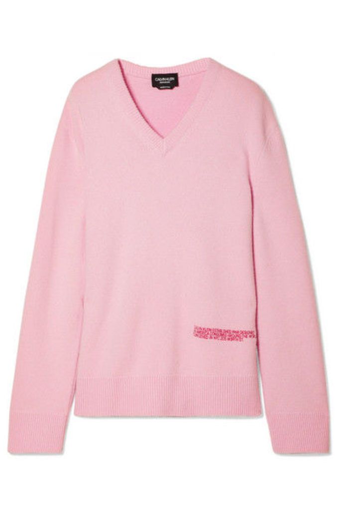 CALVIN KLEIN 205W39NYC - Embroidered Wool And Cotton-blend Sweater - Baby pink