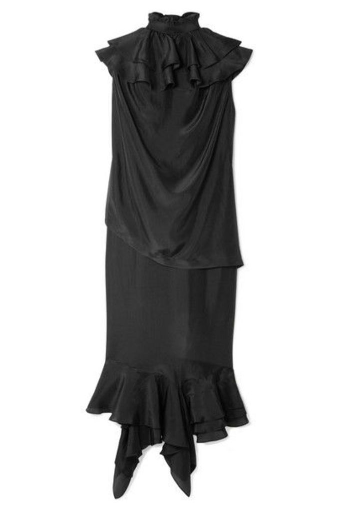 JW Anderson - Ruffled Silk Midi Dress - Black