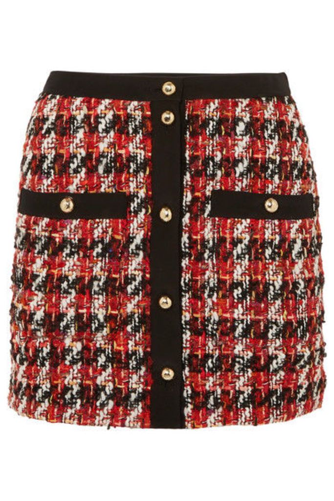 Alessandra Rich - Button-embellished Bouclé-tweed Mini Skirt - Red