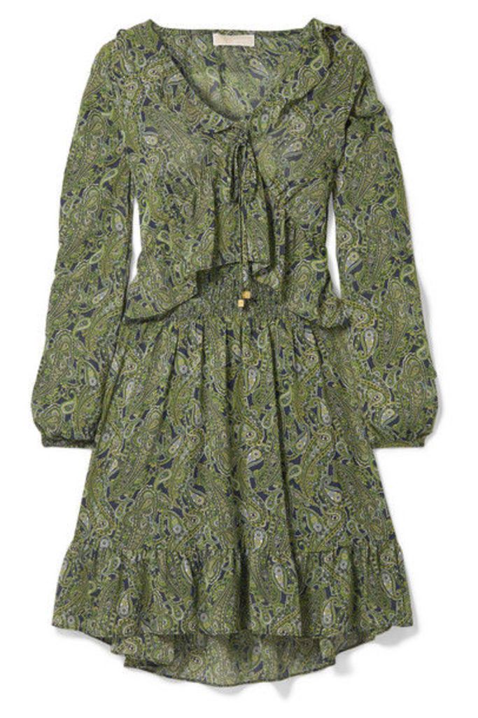 MICHAEL Michael Kors - Ruffled Printed Chiffon Mini Dress - Green