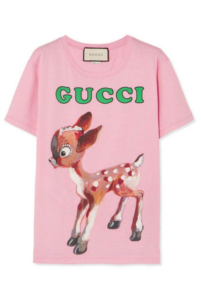Gucci - Printed Cotton-jersey T-shirt - Pink