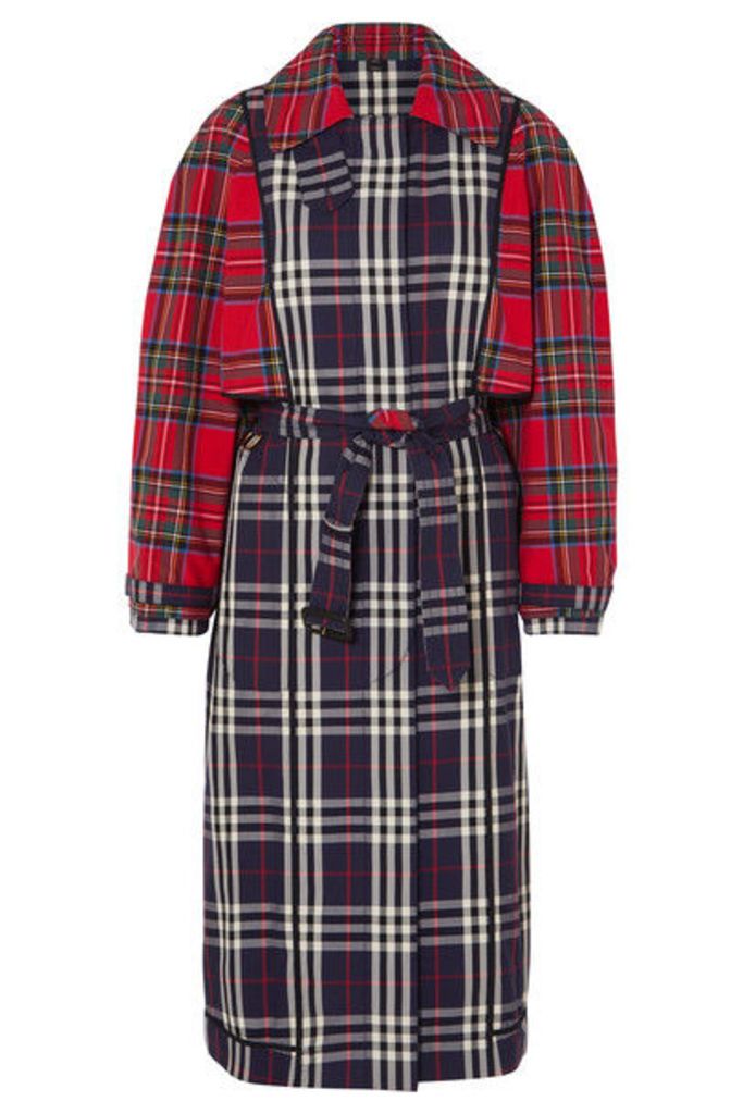 Burberry - Patchwork Checked Cotton Trench Coat - Navy