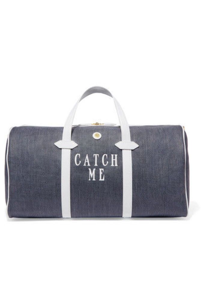 Paravel - Main Line Duffel Leather-trimmed Printed Canvas Weekend Bag - Navy