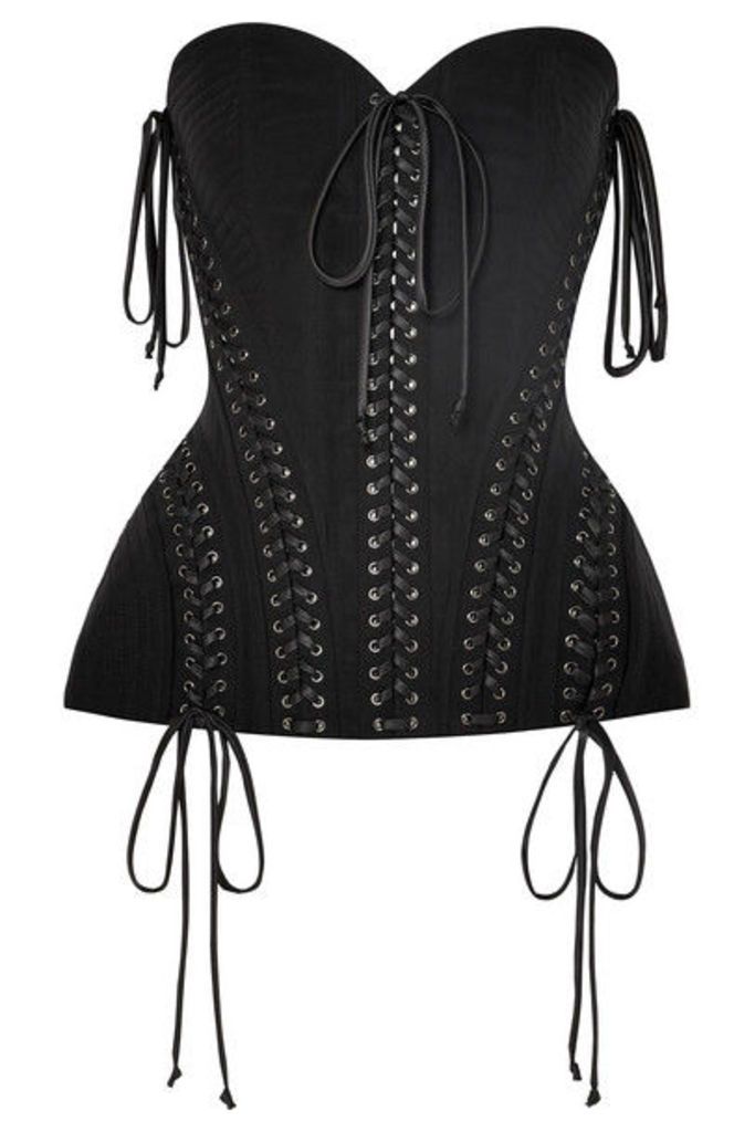 Dolce & Gabbana - Lace-up Satin-trimmed Stretch-tulle Bustier Top - Black