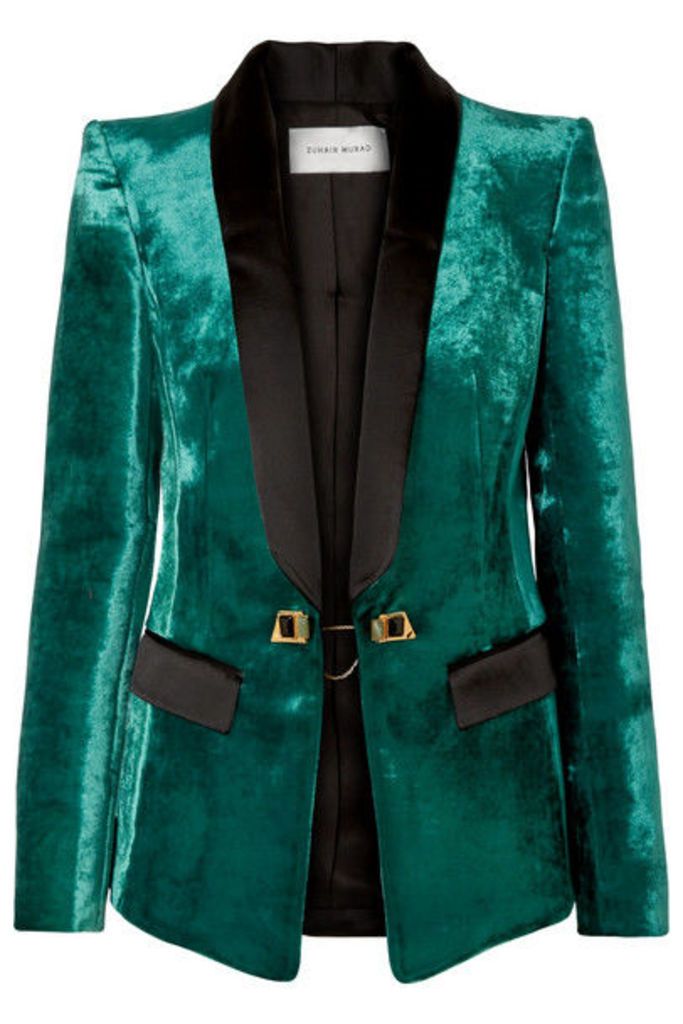 Zuhair Murad - Satin-trimmed Velvet Tuxedo Blazer - Emerald