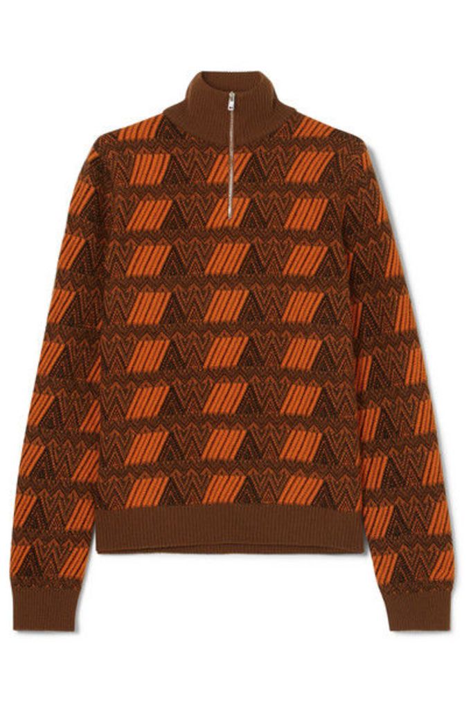 Prada - Intarsia Wool And Cashmere-blend Sweater - Brown