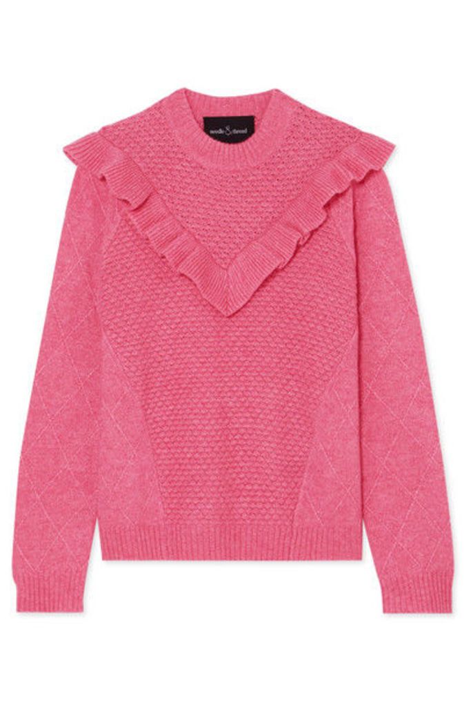 Needle & Thread - Ruffled Knitted Sweater - Pink