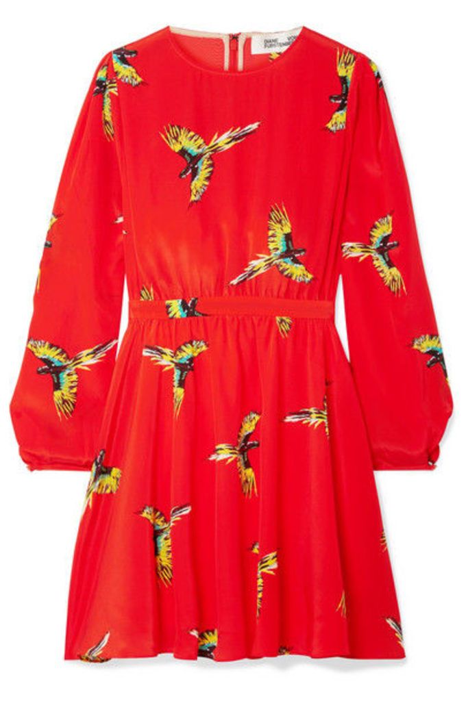 Diane von Furstenberg - Printed Silk Crepe De Chine Mini Dress - Red