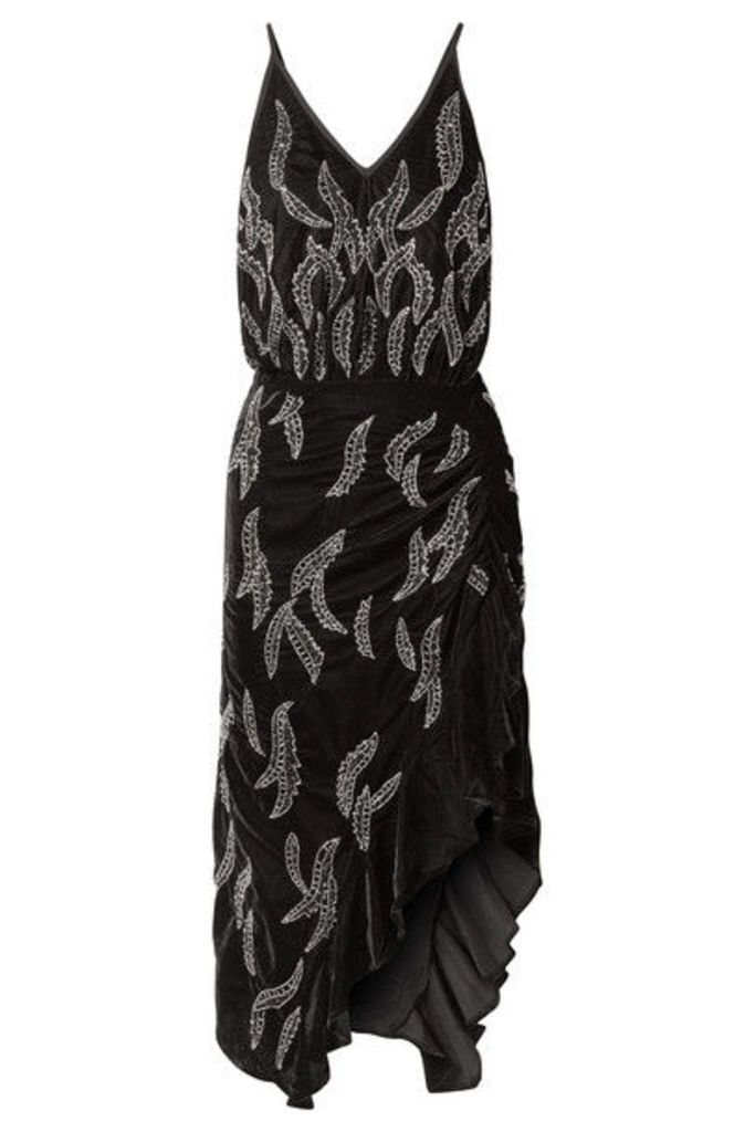 Dodo Bar Or - Asymmetric Embellished Velvet Midi Dress - Black