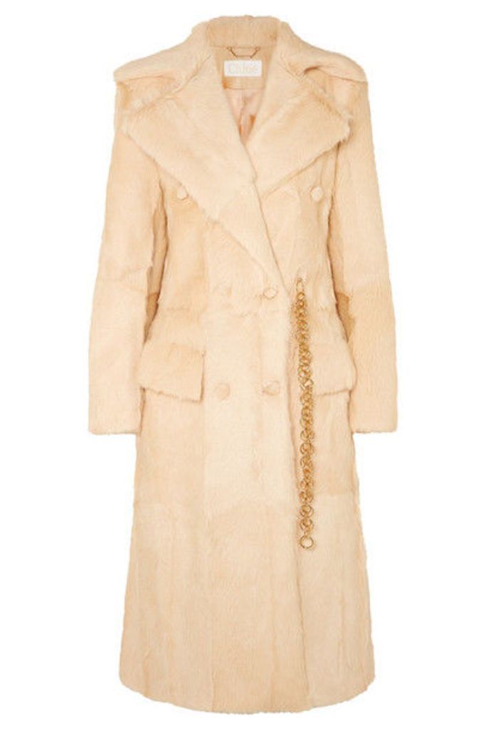 Chloé - Double-breasted Shearling Coat - Beige