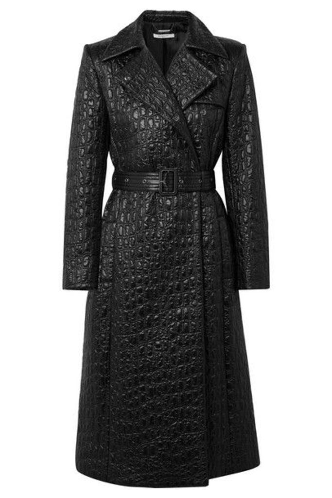 Givenchy - Double-breasted Croc-effect Shell Trench Coat - Black