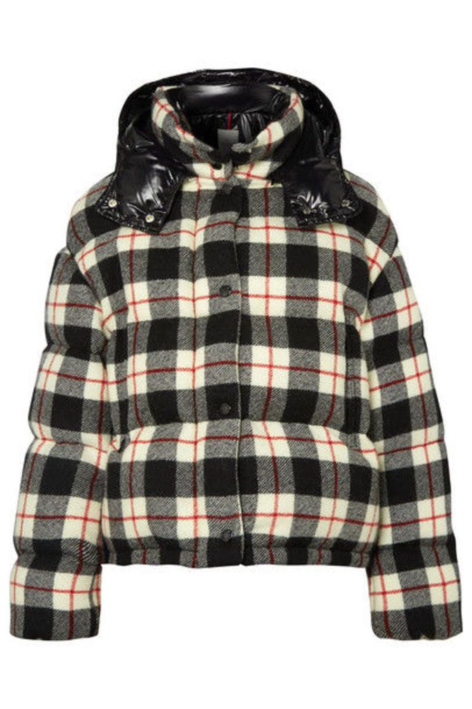Moncler - Hooded Quilted Checked Wool And Shell Down Jacket - Black