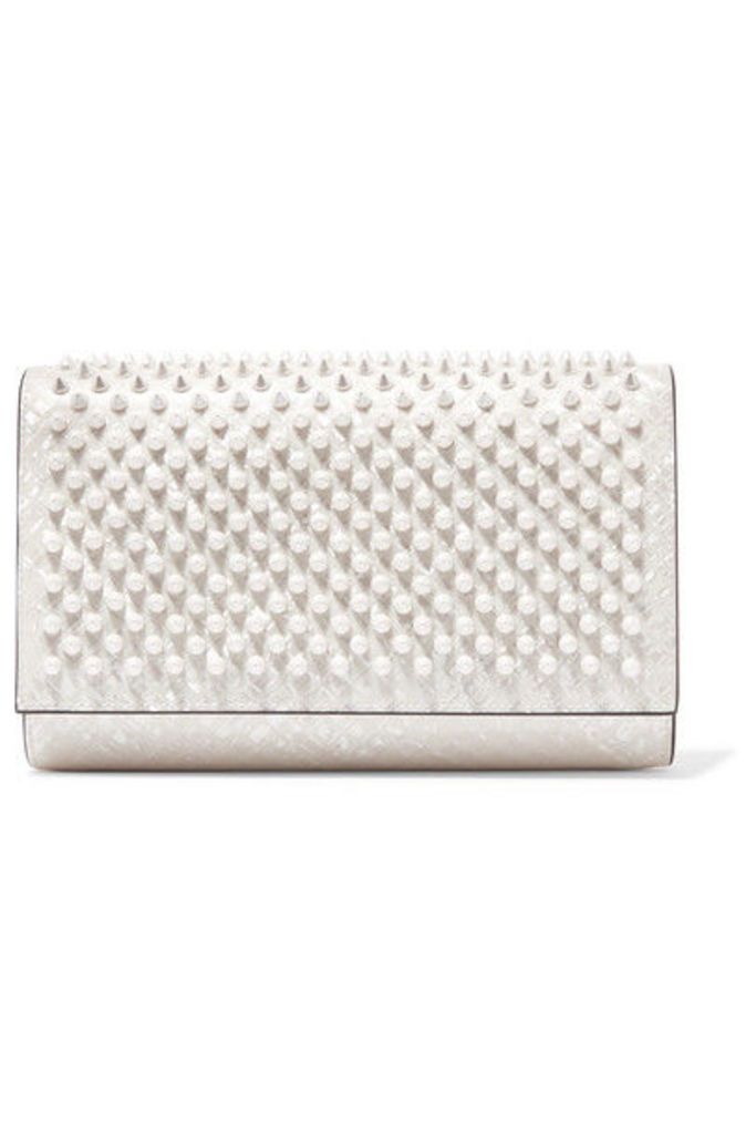 Christian Louboutin - Paloma Spiked Patent-leather Clutch - White