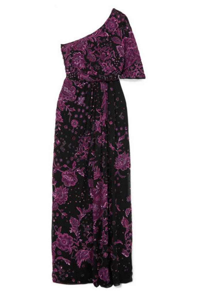 Zuhair Murad - One-shoulder Embellished Silk-blend Gown - Dark purple