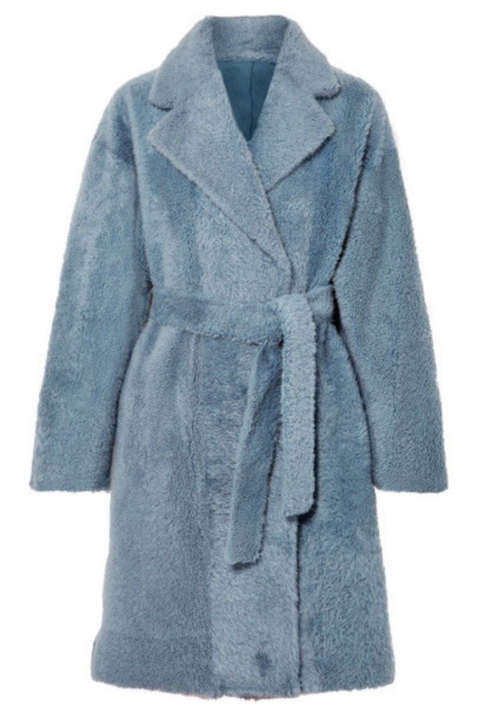 Theory - Belted Shearling Coat - Blue