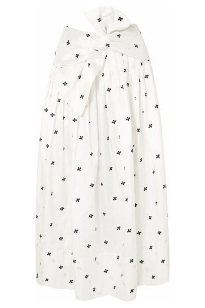 Ulla Johnson - Aglae Bow-detailed Embroidered Taffeta Midi Skirt - White